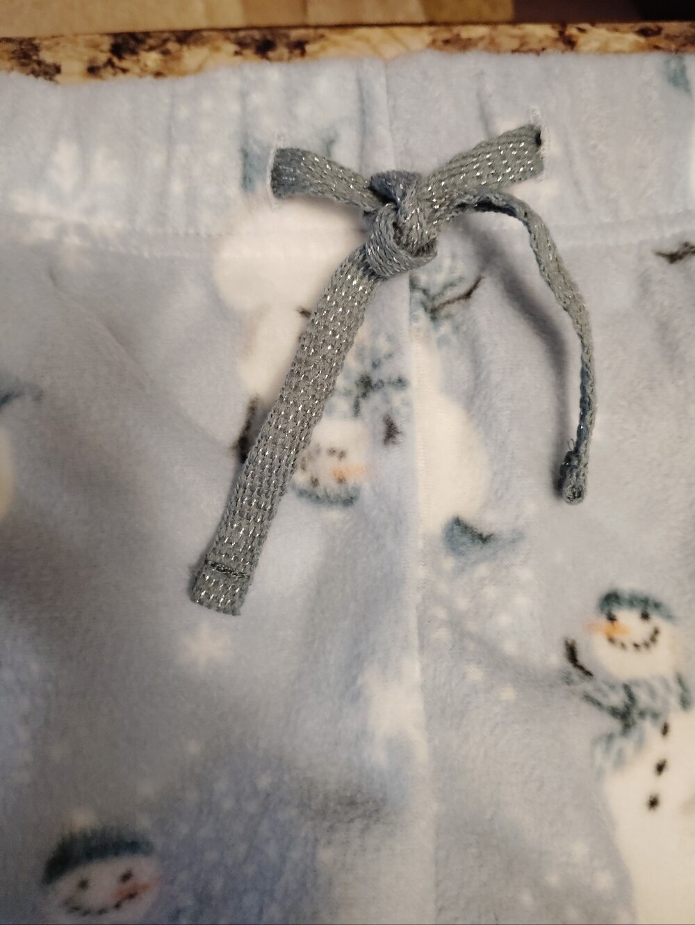 Med NWT Cuddl Duds Light Blue Snowman Fleece Joggers with Drawstring - Picture 2 of 6